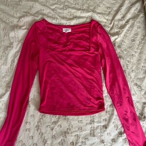 Hot Pink square Neck Top